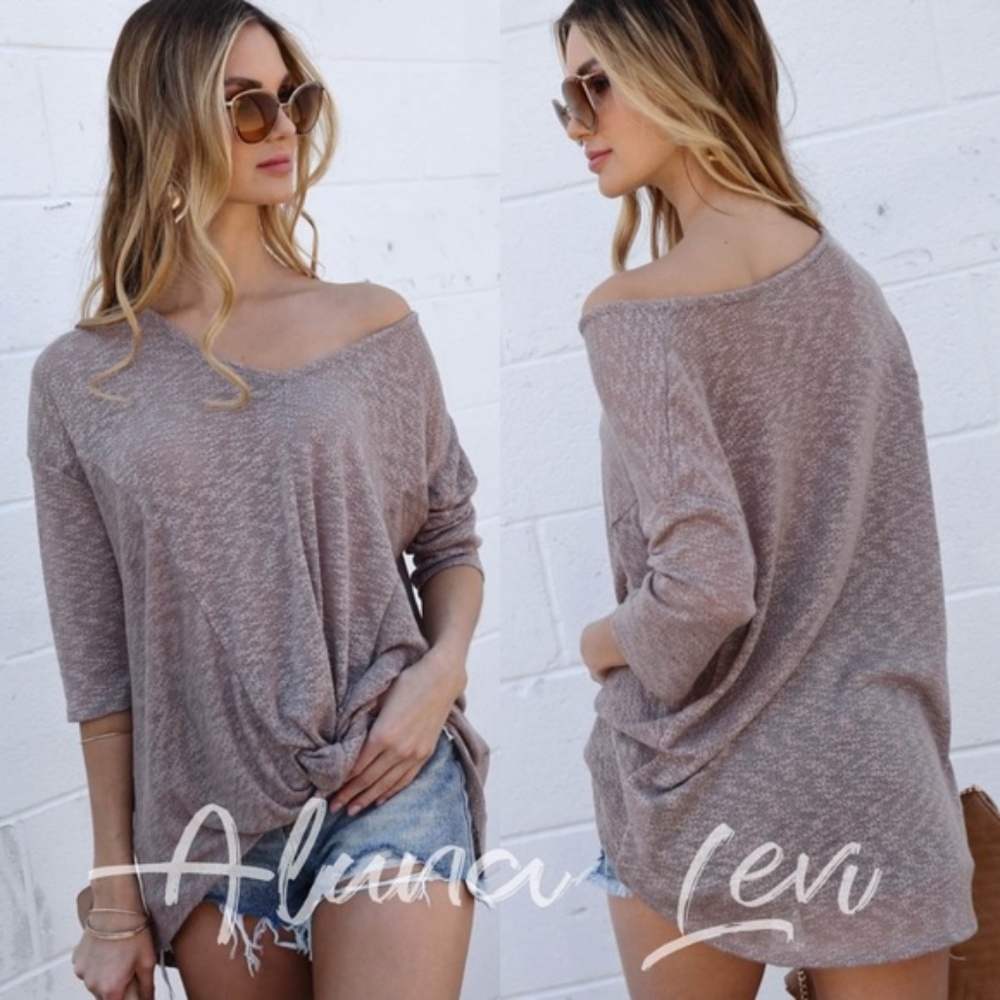 033 Cozy Mocha Twist Hem Loose Fit Top - Picture 2 of 2